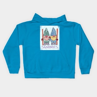 Winter Lovers Ski and Snowboard Buddies Cute Punny Gnomes Kids Hoodie